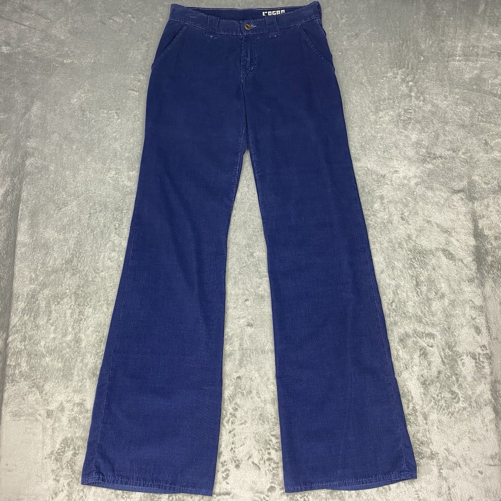 Rogan NYC Pants Womens 26 Blue Corduroy Flared Wide Leg Flap Pockets Made In USA